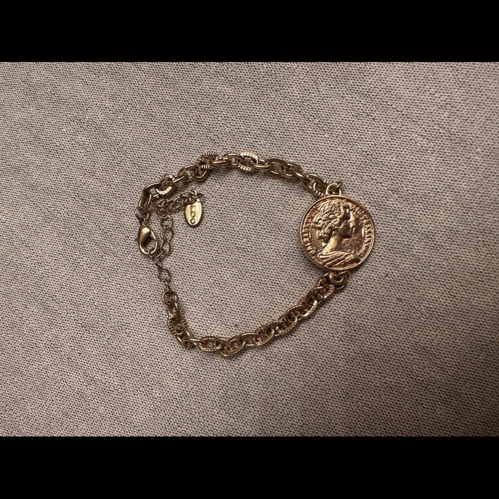 Gold Chain Bracelet with Coin Pendant